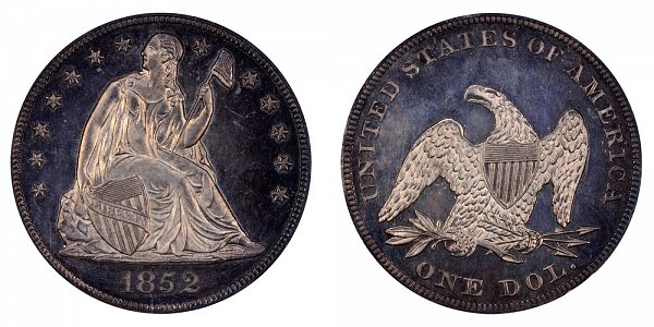 1852 Seated Liberty Silver Dollar Restrike 