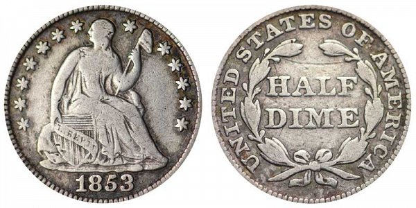 1853 Seated Liberty Half Dime - No Arrows 