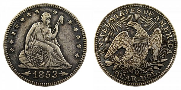 1853 O Seated Liberty Quarter 