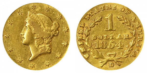 1854 D Liberty Head Gold Dollar G$1 