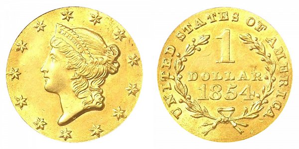 1854 Liberty Head Gold Dollar G$1 