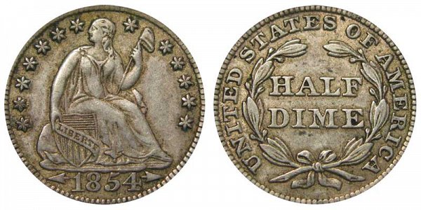 1854 Seated Liberty Half Dime 