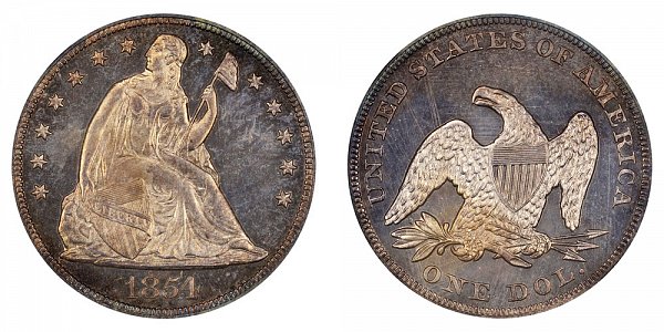 1854 Seated Liberty Silver Dollar 