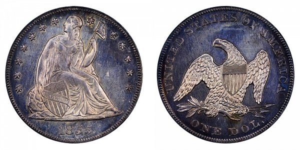 1855 Seated Liberty Silver Dollar 