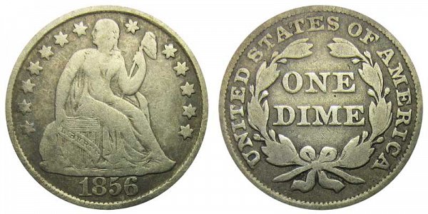 1856 Large Date Seated Liberty Dime 
