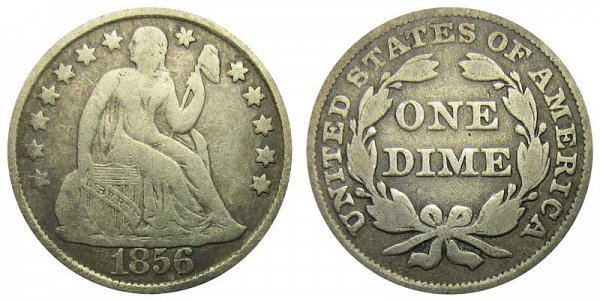 1856 Large Date Seated Liberty Dime