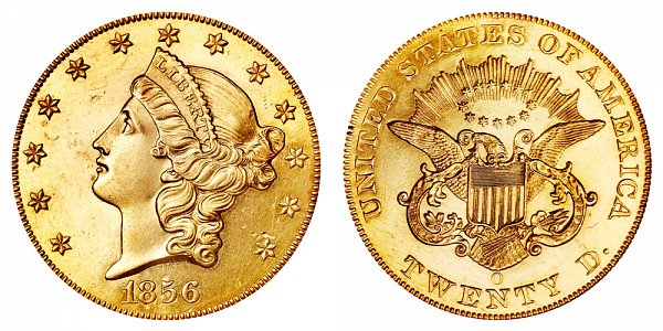 1856 O Liberty Head $20 Gold Double Eagle - Twenty Dollars 