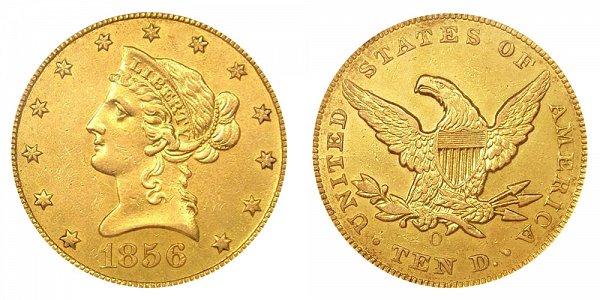 1856 O Liberty Head $10 Gold Eagle - Ten Dollars 