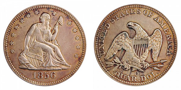 1856 O Seated Liberty Quarter 