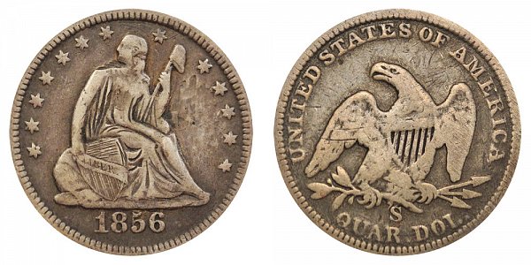 1856 S Seated Liberty Quarter 