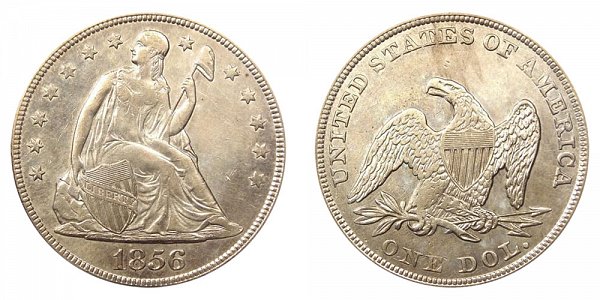 1856 Seated Liberty Silver Dollar 