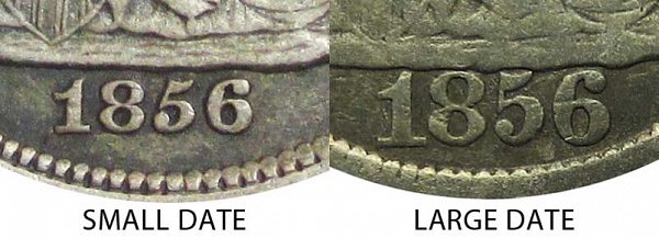 1856 Small Date vs Large Date Seated Liberty Dime 