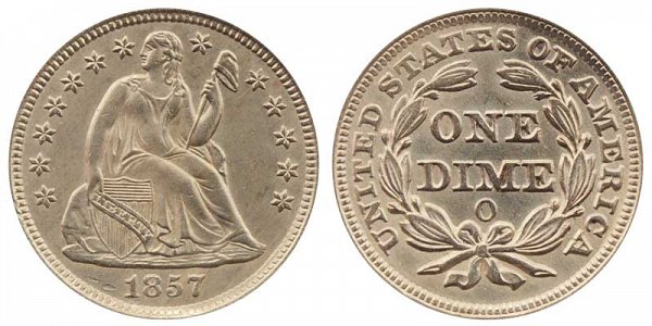 1857 O Seated Liberty Dime 