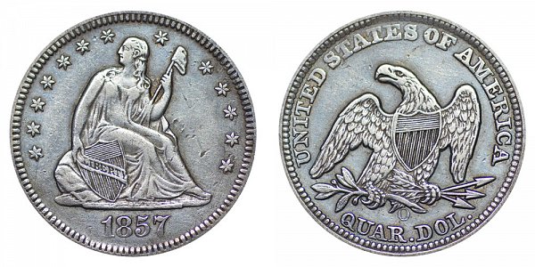 1857 O Seated Liberty Quarter