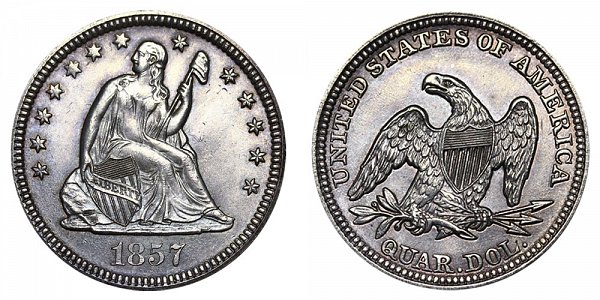 1857 Seated Liberty Quarter 