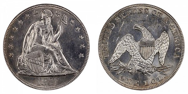 1857 Seated Liberty Silver Dollar 