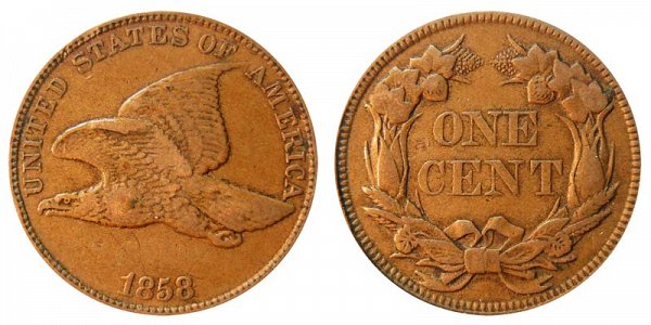 1858 Large Letters Flying Eagle Cent Penny 