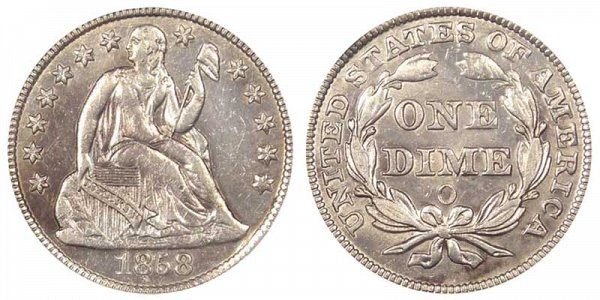 1858 O Seated Liberty Dime