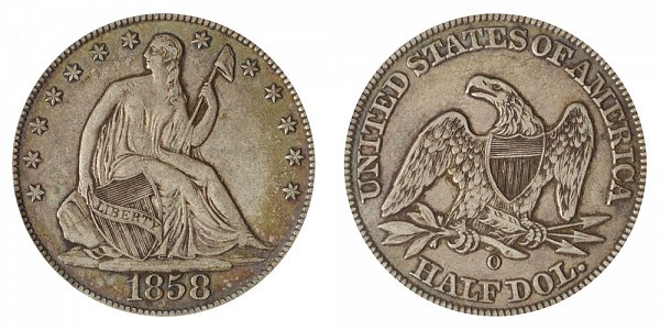 1858 O Seated Liberty Half Dollar