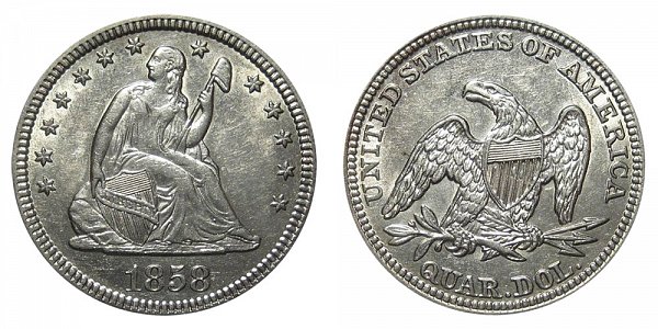 1858 Seated Liberty Quarter 