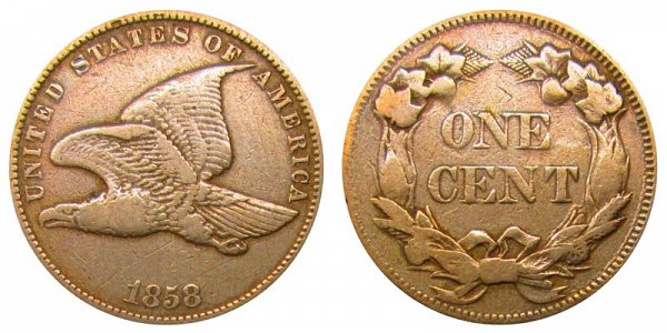 1858 Small Letters Flying Eagle Cent Penny 