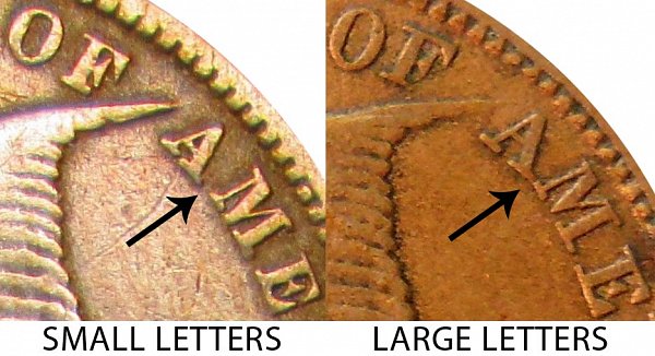 1858 Flying Eagle Cent Varieties - Small Letters vs Large Letters 