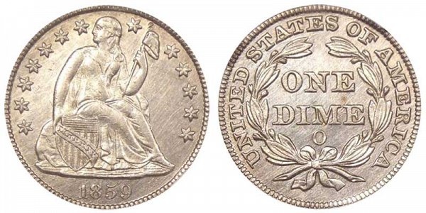 1859 O Seated Liberty Dime