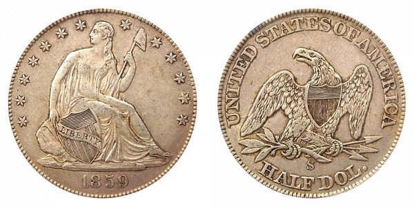 1859 S Seated Liberty Half Dollar 