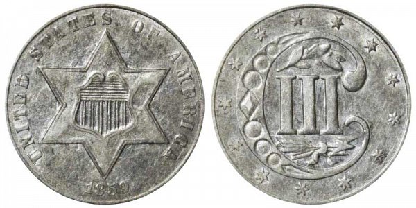 1859 Silver Three Cent Piece Trime