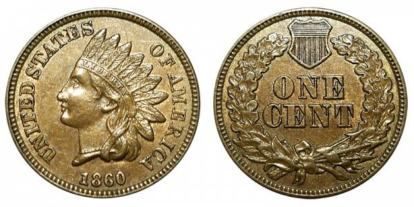 1860 Indian Head Cent Penny - Copper-Nickel CN 