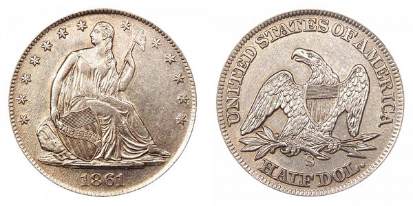 1861 S Seated Liberty Half Dollar 