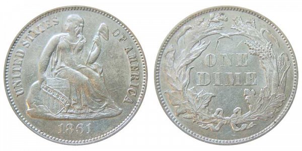 1861 Seated Liberty Dime 