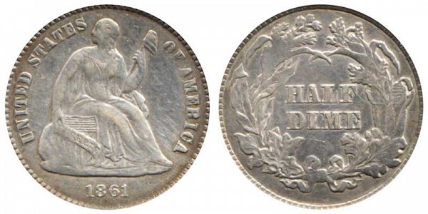 1861 Seated Liberty Half Dime