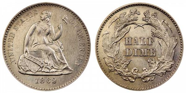 1862 Seated Liberty Half Dime 