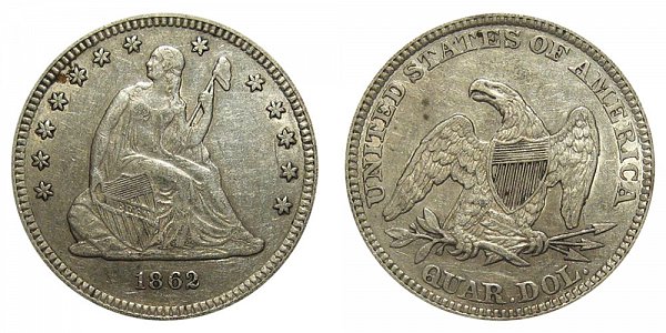 1862 Seated Liberty Quarter 