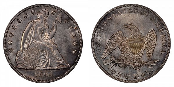 1864 Seated Liberty Silver Dollar 