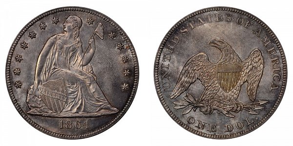 1864 Seated Liberty Silver Dollar