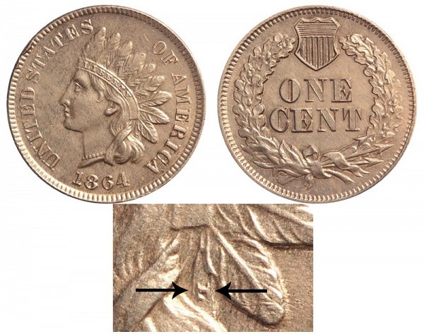 1864 With L Indian Head Cent - Bronze Penny