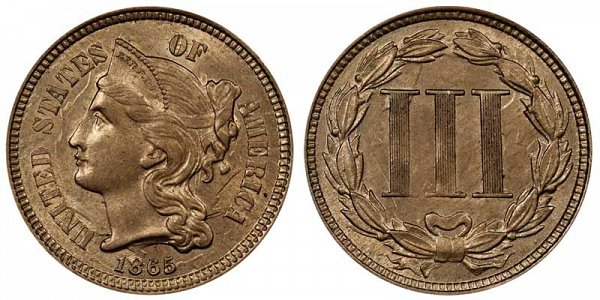 1865 Nickel Three Cent Piece 
