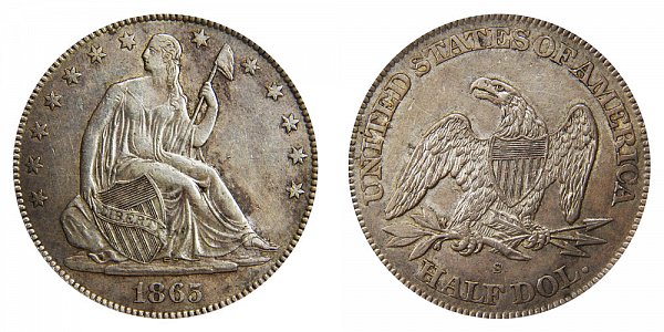 1865 S Seated Liberty Half Dollar