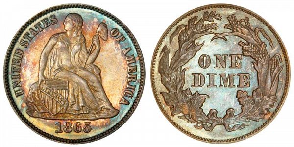 1865 Seated Liberty Half Dime 