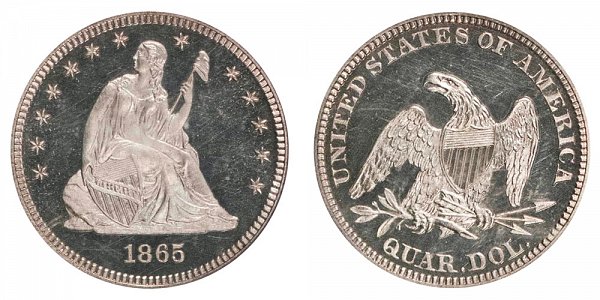 1865 Seated Liberty Quarter 