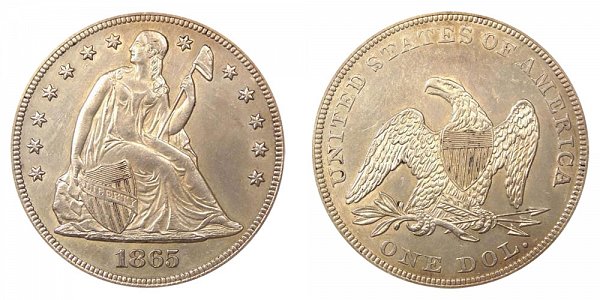 1865 Seated Liberty Silver Dollar 