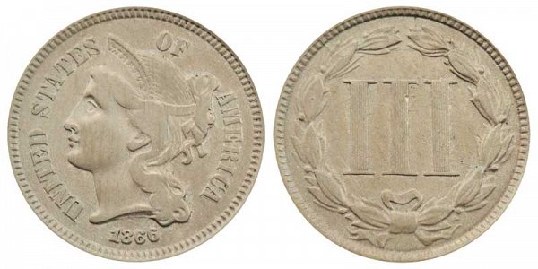 1866 Nickel Three Cent Piece 