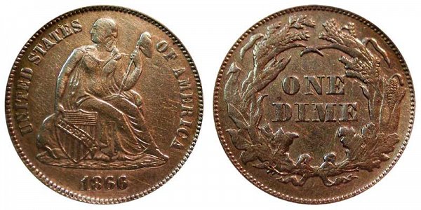 1866 Seated Liberty Dime 