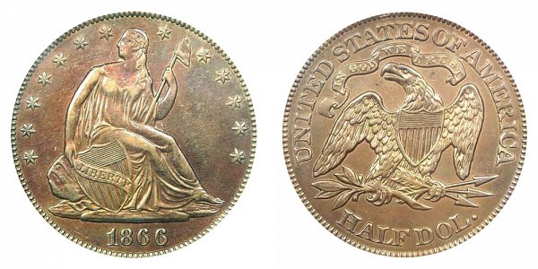 1866 Seated Liberty Half Dollar - With Motto 