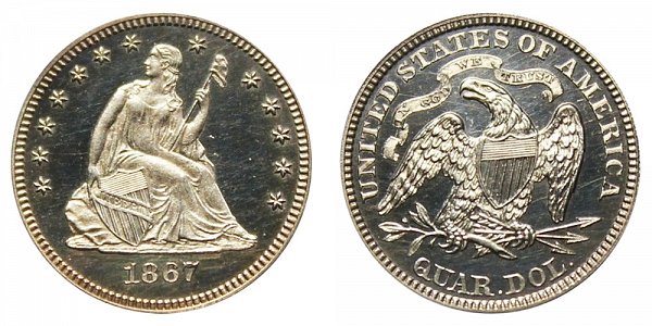 1867 Seated Liberty Quarter 