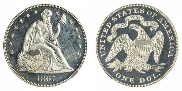 1867 Seated Liberty Silver Dollar 