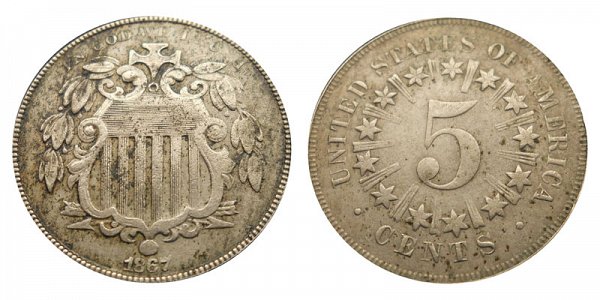 1866 Shield Nickel Type 1 With Rays