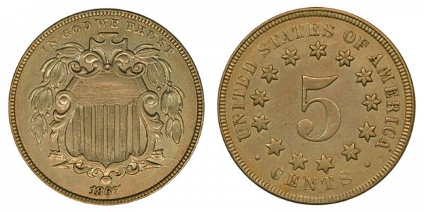 1866 Shield Nickel Type 2 Without Rays - No Rays 